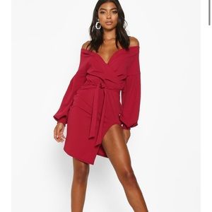 Tall off the shoulder thigh split dress